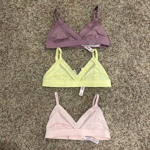 Three Victoria’s Secret colored bralettes size small